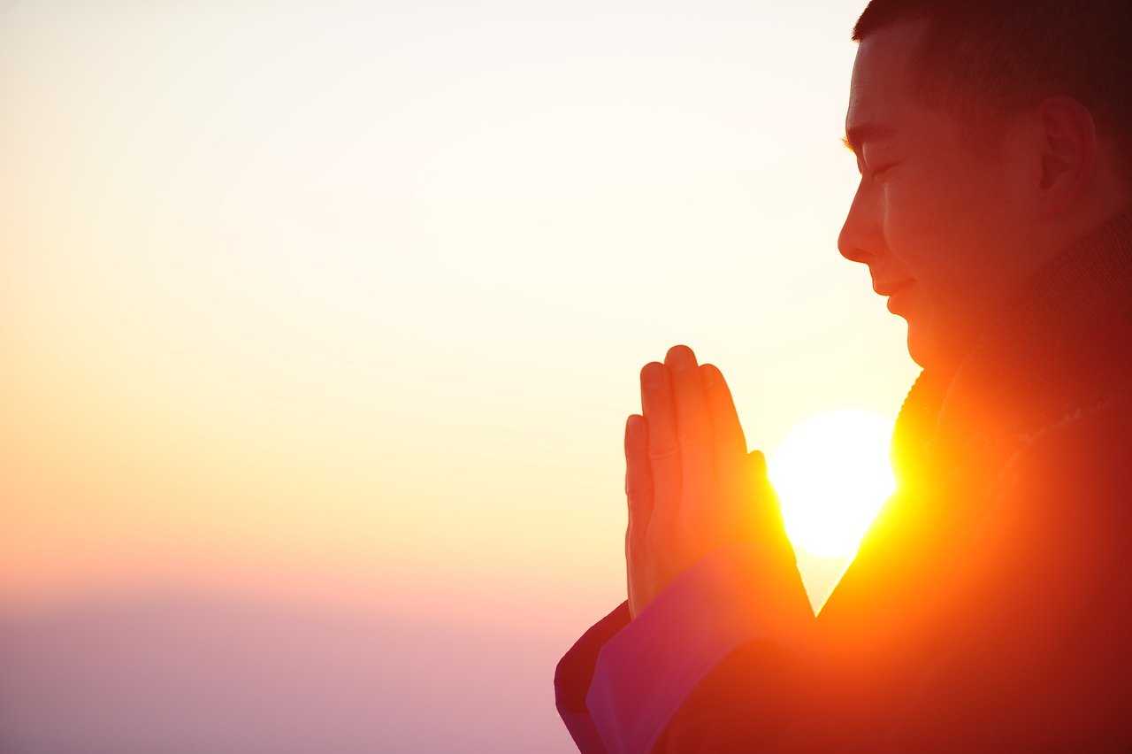 Man using grateful things exist during meditation